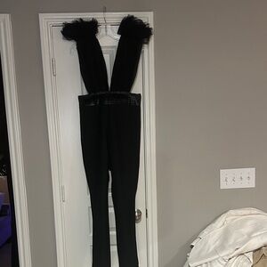 Fashion Nova Black Jumpsuit with Tulle Accents